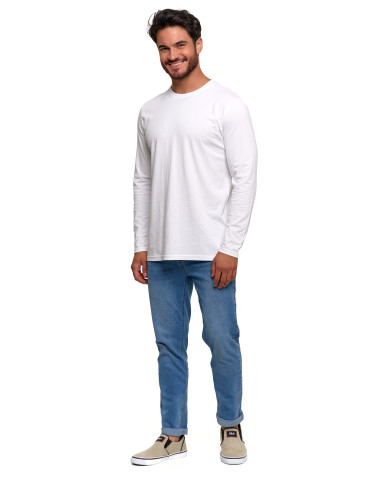 Koszulki, topy, koszule - Męska koszulka z długim rękawem longsleeve basic BIAŁY - produkt 4