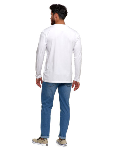Koszulki, topy, koszule - Męska koszulka z długim rękawem longsleeve basic BIAŁY - produkt 5