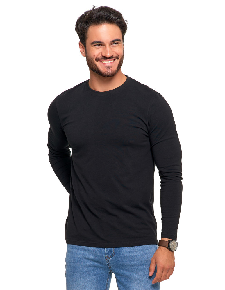 Koszulki, topy, koszule - Męska koszulka z długim rękawem longsleeve basic CZARNY - produkt moraj.pl 1