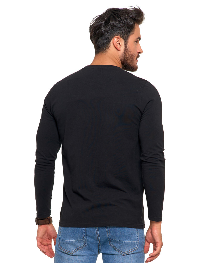 Koszulki, topy, koszule - Męska koszulka z długim rękawem longsleeve basic CZARNY - produkt moraj.pl 2