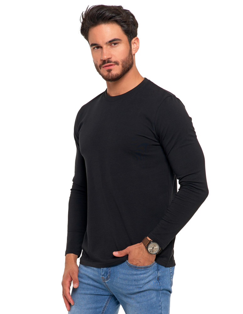 Koszulki, topy, koszule - Męska koszulka z długim rękawem longsleeve basic CZARNY - produkt moraj.pl 3