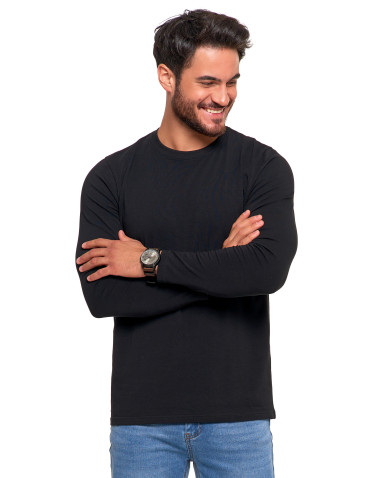 Koszulki, topy, koszule - Męska koszulka z długim rękawem longsleeve basic CZARNY - produkt 4