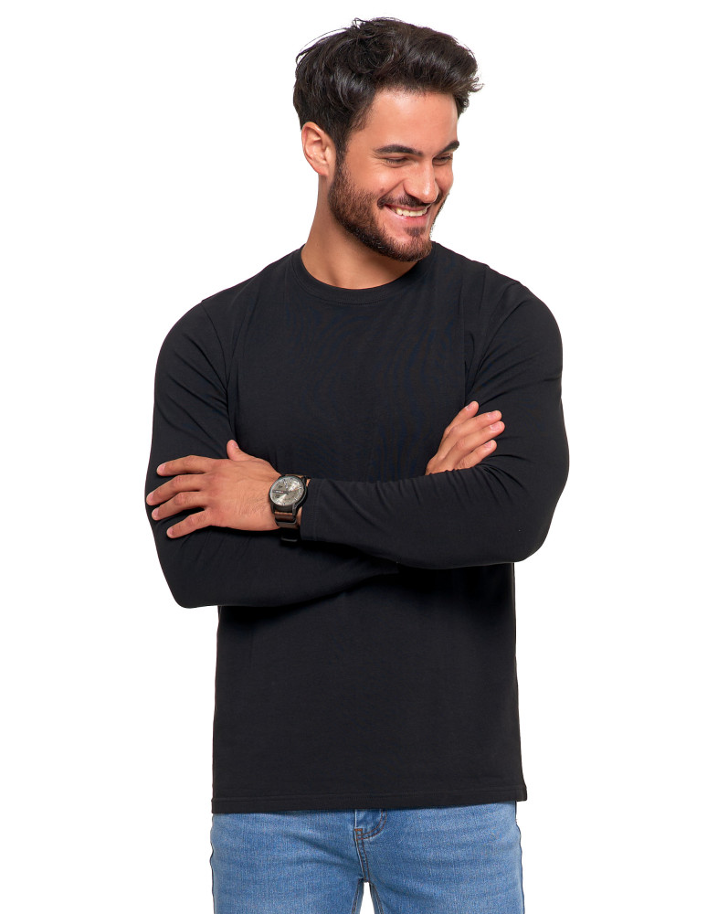 Koszulki, topy, koszule - Męska koszulka z długim rękawem longsleeve basic CZARNY - produkt moraj.pl 4