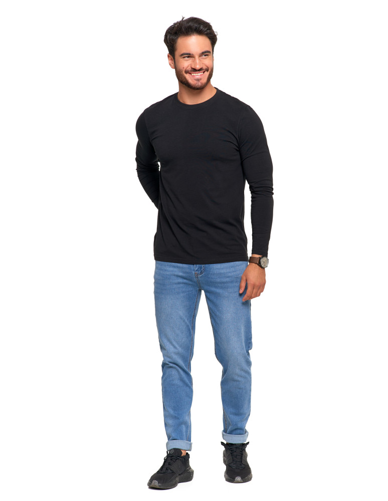 Koszulki, topy, koszule - Męska koszulka z długim rękawem longsleeve basic CZARNY - produkt moraj.pl 5
