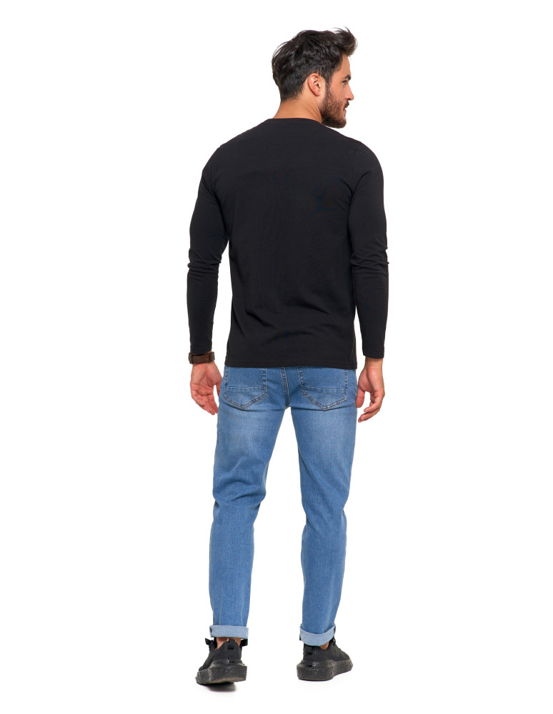 Koszulki, topy, koszule - Męska koszulka z długim rękawem longsleeve basic CZARNY - produkt moraj.pl 6