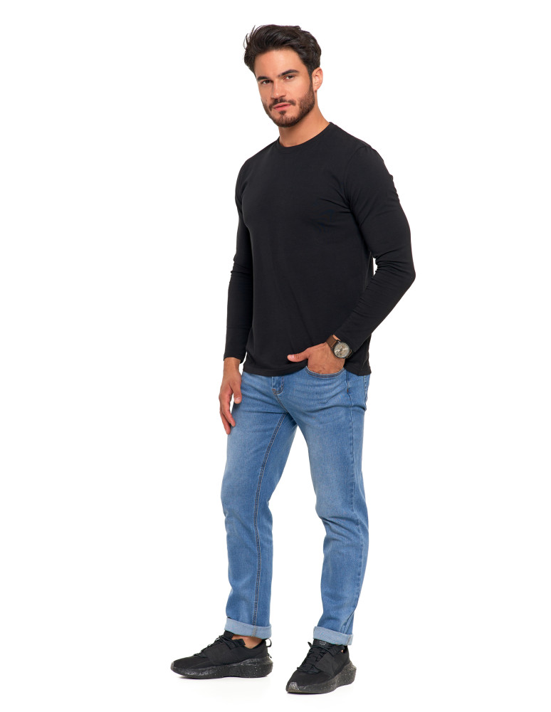 Koszulki, topy, koszule - Męska koszulka z długim rękawem longsleeve basic CZARNY - produkt moraj.pl 7