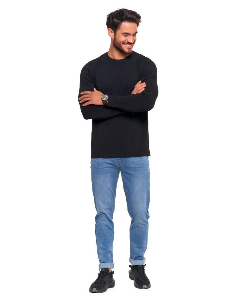 Koszulki, topy, koszule - Męska koszulka z długim rękawem longsleeve basic CZARNY - produkt moraj.pl 8