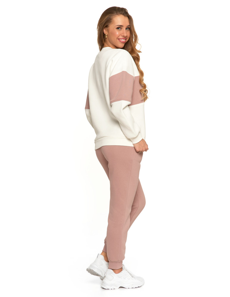 Bluzy - Damska bluza luźna ocieplana z napisem RÓŻOWY - produkt moraj.pl 2