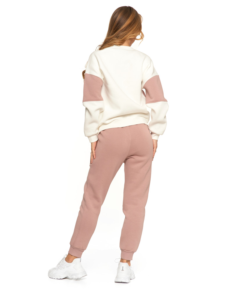 Bluzy - Damska bluza luźna ocieplana z napisem RÓŻOWY - produkt moraj.pl 5