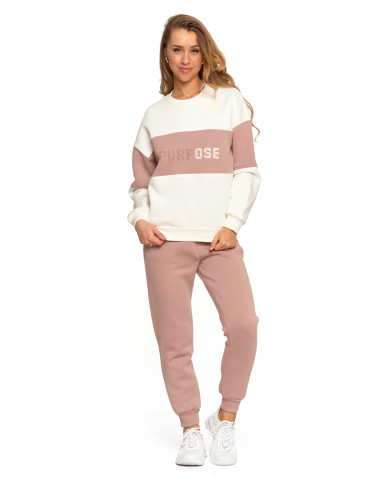 Bluzy - Damska bluza luźna ocieplana z napisem RÓŻOWY - produkt 6
