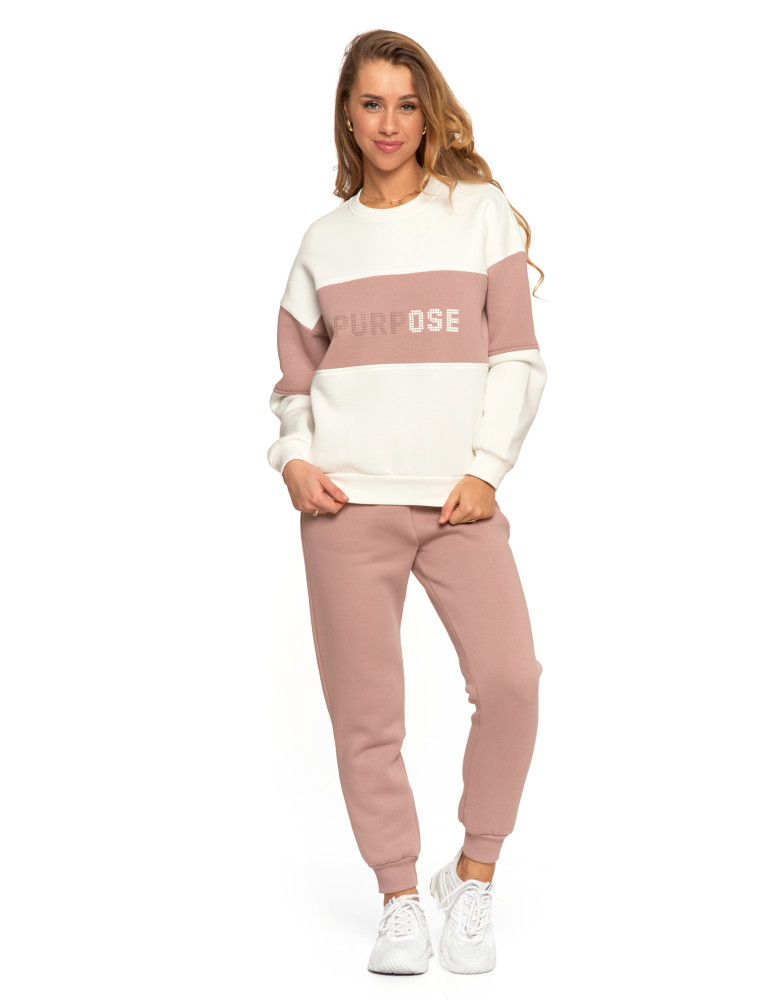 Bluzy - Damska bluza luźna ocieplana z napisem RÓŻOWY - produkt moraj.pl 6