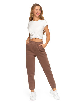 Damskie spodnie dresowe ocieplane z wysokim stanem