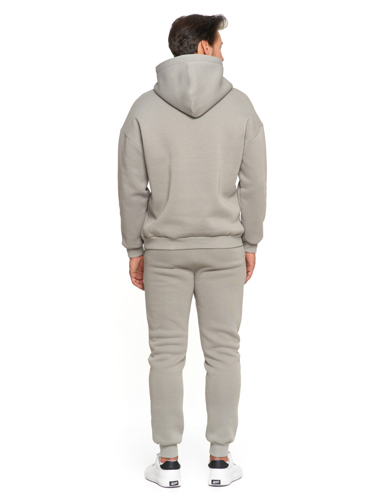 Bluzy - Męska bluza dresowa oversize z kapturem ocieplana SZARY  - produkt moraj.pl 3