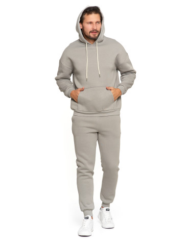 Bluzy - Męska bluza dresowa oversize z kapturem ocieplana SZARY - produkt 7