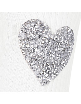 Damskie skarpetki w prążek długie z sercem w kryształki  - produkt 2