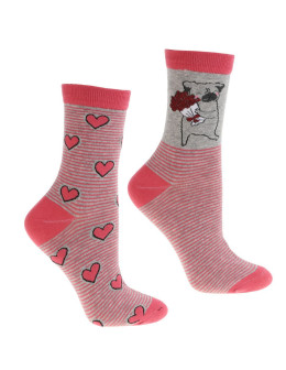 Bawełniane skarpety damskie w paski walentynki 2-pak