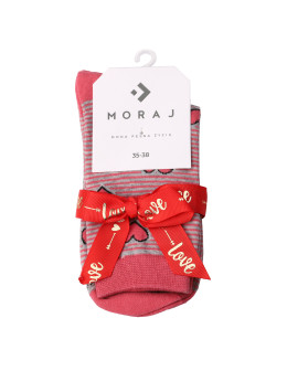 Bawełniane skarpety damskie w paski walentynki 2-pak  - produkt 2