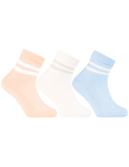 Dziewczęce skarpetki za kostkę pastelowe w paski 3-pak