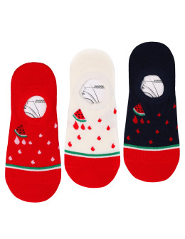 Skarpetki damskie niskie stopki z motywem arbuza 3-pak