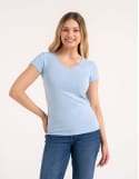 T-shirt damski bawełniany z dekoltem V