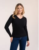 Klasyczny longsleeve damski bawełniany Slim Fit
 Kolor-CZARNY Rozmiar-M