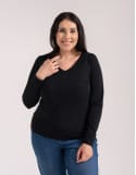 Klasyczny longsleeve damski bawełniany Slim Fit
 Kolor-CZARNY Rozmiar-3XL