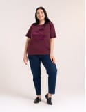 Bluzka damska oversize bawełniana z aplikacją kwiatową krótki rękaw wygodny luźny t-shirt damski