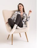 Damskie legginsy modelujące z wysokim stanem i wiskozą w prążek