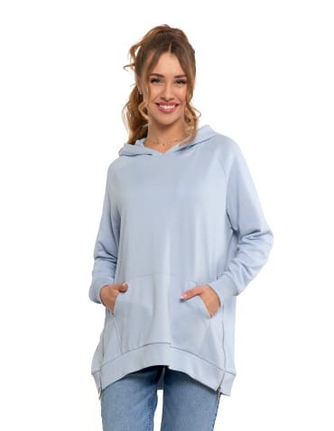Bluza damska dresowa oversize z kapturem - NIEBIESKI - produkt 2