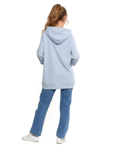 Bluzy damskie - Bluza damska dresowa oversize z kapturem NIEBIESKI - produkt 7