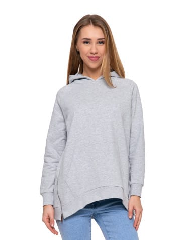 Bluza damska dresowa oversize z kapturem - SZARY - produkt 2