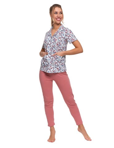 Piżama damska bawełniana rozpinana kr&oacute;tki rękaw Plus Size - WZ&Oacute;R 1  - produkt 2