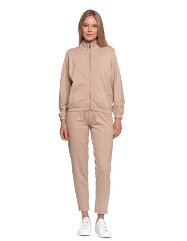 Bluzy damskie - Bluza damska ze stójką na suwak i kieszeniami BEŻOWY - produkt 10