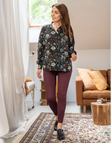 Spodnie damskie skinny elastyczne - FIOLETOWY