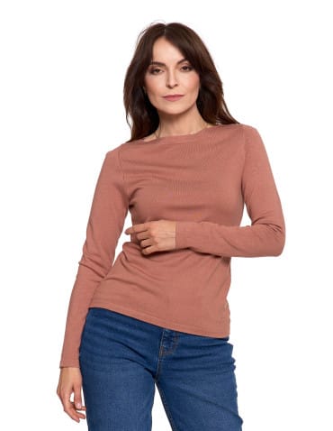 Sweter damski z wiskozy cienki o dopasowanym kroju - MOKKA