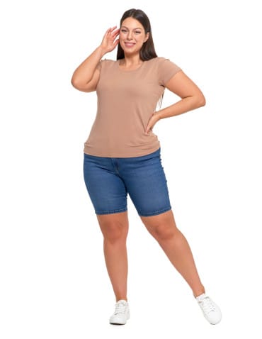 Koszulki i T-shirty - T-shirt damski z okrągłym dekoltem plus size MOKKA - produkt 5
