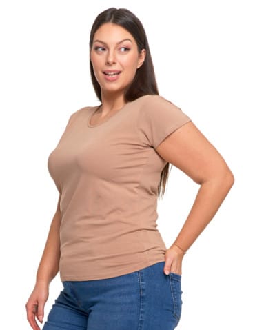 Koszulki i T-shirty - T-shirt damski z okrągłym dekoltem plus size MOKKA - produkt 3