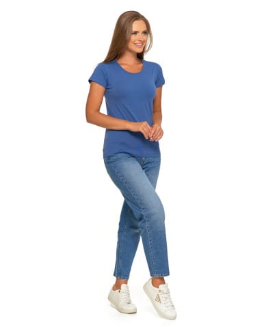 Koszulki i T-shirty - T-shirt damski bawełniany z krótkim rękawkiem jednokolorowy JEANS - produkt 4