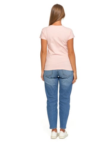 Koszulki i T-shirty - T-shirt damski bawełniany z kr&oacute;tkim rękawkiem jednokolorowy R&Oacute;ŻOWY - produkt 6
