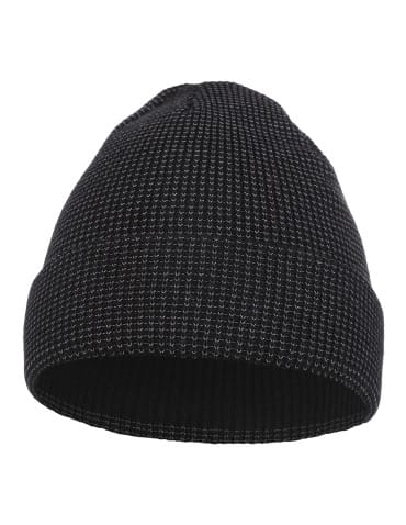Czapka zimowa beanie z odblaskową przędzą - CZARNY