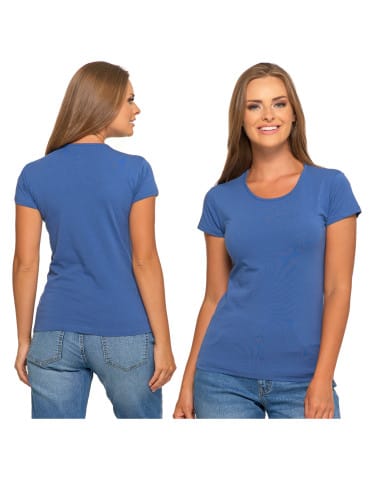 Koszulki i T-shirty - T-shirt damski bawełniany z krótkim rękawkiem jednokolorowy JEANS - produkt 7