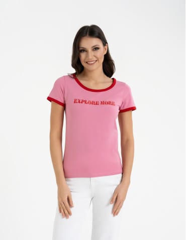 Koszulka damska t-shirt Slim Fit z napisami - WZÓR 5