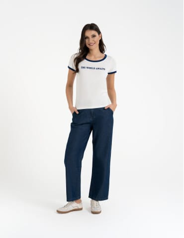 Koszulki i T-shirty - Koszulka damska t-shirt Slim Fit z napisami CZARNY - produkt 4