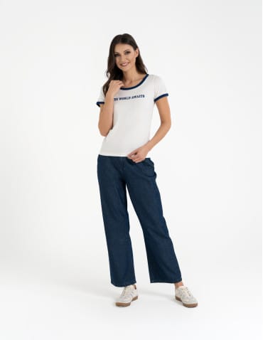 Koszulki i T-shirty - Koszulka damska t-shirt Slim Fit z napisami CZARNY - produkt 5