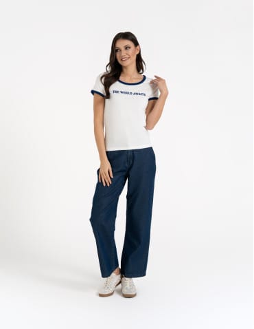 Koszulki i T-shirty - Koszulka damska t-shirt Slim Fit z napisami CZARNY - produkt 7