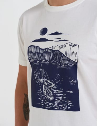 T-shirt męski koszulka z motywem żeglarskim - BIAŁY - produkt 2