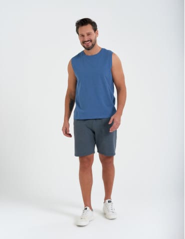 Koszulki i Tank Topy - Koszulka męska tank top bez rękaw&oacute;w luźna NIEBIESKI - produkt 1