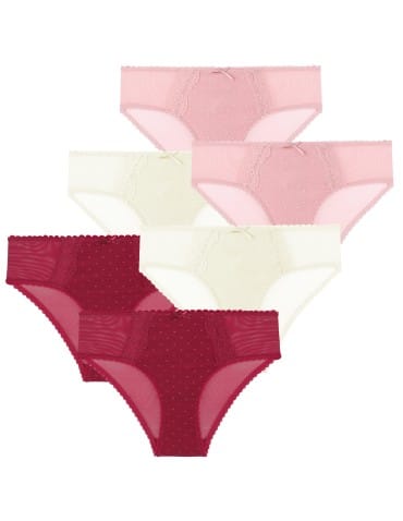 Majtki damskie figi bikini eleganckie z siateczką z tyłu 6-pak - WIELOKOLOROWY
