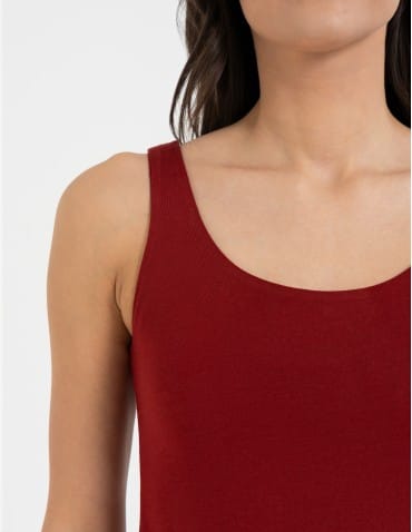 Koszulki i T-shirty - Top damski dwuwarstwowy na ramiączkach CZERWONY - produkt 8
