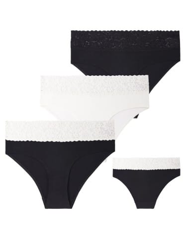 Majtki z wysokim stanem - Majtki damskie maxi bikini z szerokim koronkowym pasem 6-pak WIELOKOLOROWY - produkt 5